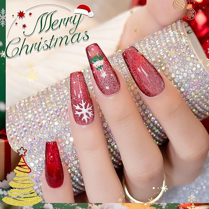 YTD Likomey Gel Nail Polish Set,Berry Red 2 Pcs 15ml Cat Eye Glitter and Translucent Blood Red Set,Fall Winter Magnetic Glitter Nude Neutral Jelly Fall Winter UV Varnish with Magnet Stick,0.5 Fl Oz