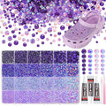 26000PCS Purple Resin Flatback Rhinestones for Crafting, Resin Rhinestones for Bedazzling Kit, 2/3/4/5/6mm Flatback Gems Jewels for DIY Mugs Tumblers Clothing Shoes Nail Art