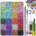 Resin Jelly Rhinestones for Bedazzling, EARLMONI Multi Colord Bedazzler Kit with 15ml B7000 Glue Rhinestone Pen Tool for Clothes Nail Art (C 24 Colors, 3MM)