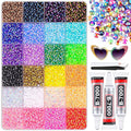 32000Pcs Resin Rhinestones with B7000 Jewelry Glue for Crafting, Multicolors 3mm Non Hotfix Flatback Gems, Bedazzling Crystal for DIY Crafts Clothing Tumblers Mugs Shoes Fabric Decor Nail Art