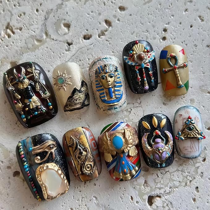 3D Egyptian Elements Gel Nail Art Mold Silicone Tools Nails Women DIY Shapes Sphinx Small Model Resin Scarab Gel Molds for Accessories Supplies