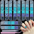 5 Boxes 12420pcs Sparkling Crystal Nail Rhinestones Kit, Flatback Multicolor Transparent Jelly AB Mermaid Gems with Pick Up Pen and Curved Tweezers for Manicure Salon & Craft DIY Designs (Blue)