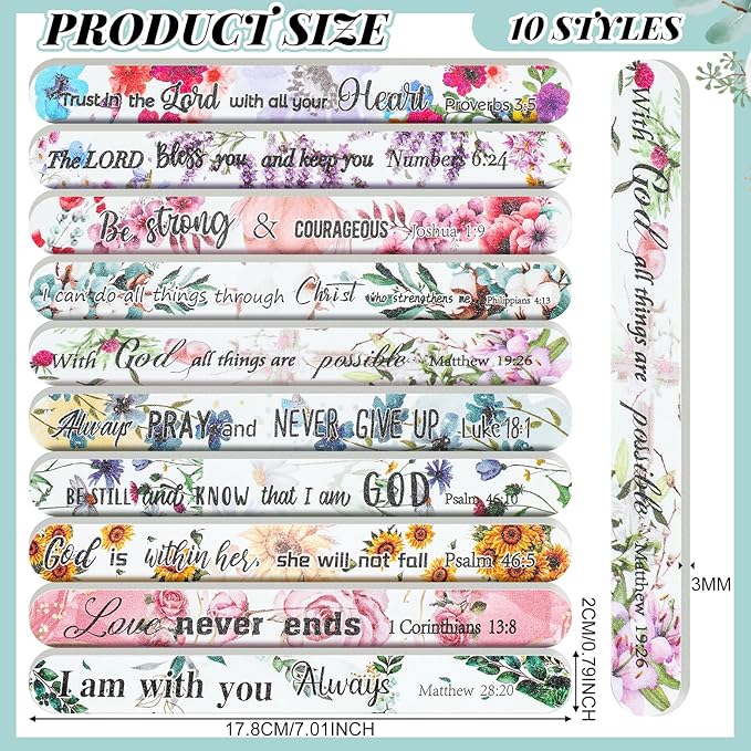 50 Pack Christian Gifts for Women Scripture Mini Nail Files Christian Party Favors Bible Verse Emery Boards Religious Faith Small Gifts for Teacher Mother Employee Staff Coworkers Office