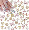 24PCS Nail Charms Y2k Alloy Nail Art Rhinestone Charms 3D Heart Star Sailor Moon Nail Charms with Rhinestones Cherry Nail Gems Shiny Jewelry Nail Decorations Supplies A