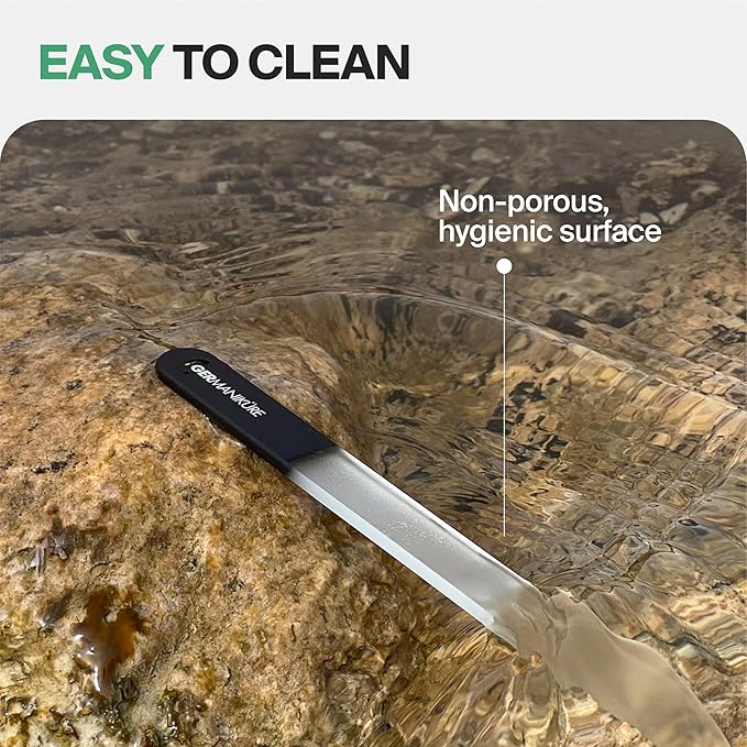 GERMANIKURE Glass Nail File in Suede Sleeve - Dear Mom I Love You - Professional Crystal Nail File for Natural Nails - Ideal Manicure & Pedicure Tool for Smooth, Easy Shaping - Nail Care Gift