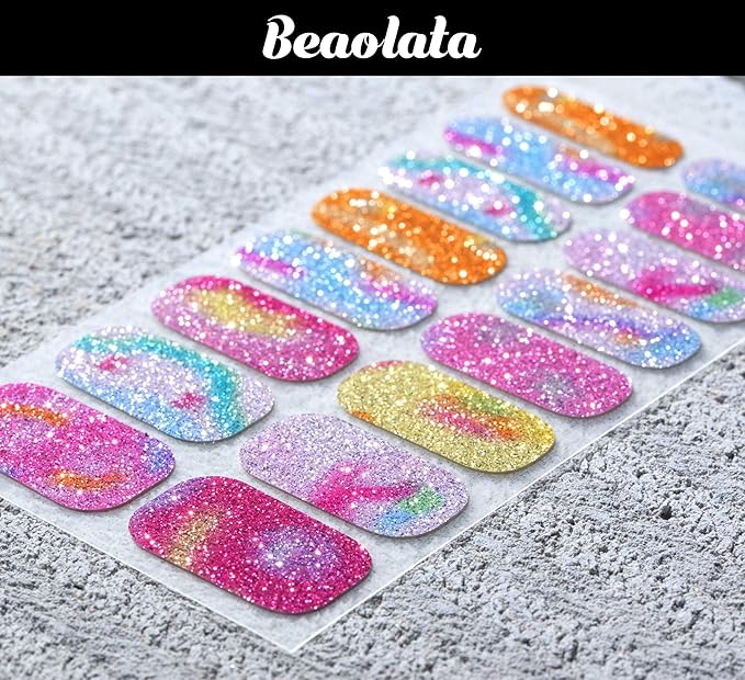 Nail Polish Strips, 32PCS Salon Quality Wraps, Long Lasting Gel Nail Stickers for Women Easy Apply& Remove (Bubble Light Pink)
