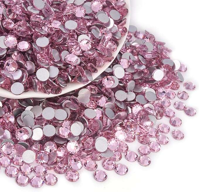 Blinginbox Glass Flatback Rhinestones Crystal Round Gems,Lt.Pink,SS6-SS20/2880pcs