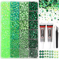 RODAKY 30000Pcs Green Rhinestone Flatback Gems for Bedazzling 2/3/4/5/6mm Resin Jelly Rhinestones 2PCS 10ml B7000 Jewelry Glue Making Kit Crystal Beads for DIY Craft Clothing Shoes