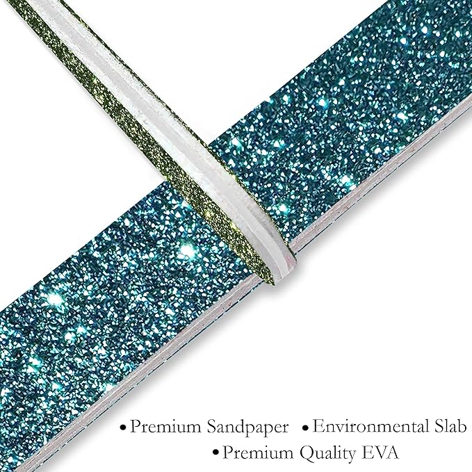 Glitter Colorful Nail File Strips - Manicure and Pedicure Nail Buffers - Double Sided Filers for Shaping and Smoothing Toenails and Fingernails (Regular, 10)