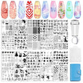 Biutee 10PCS Nail Art Stamping Plates Set Nail Stamper Kit with Nail Stamper Scraper and Storage Bag, Nail Stamp Plate Butterfly Starry Sky Flower Bowknot Design Nail Stamping Kit