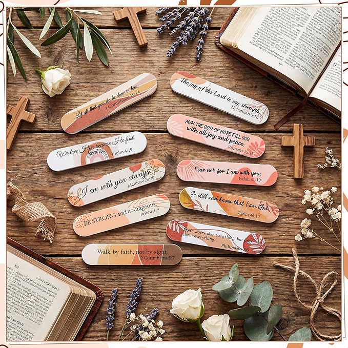 50 Pack Christian Boho Religious Gifts Bulk Holiday Mini Emery Boards Double-Sided Christmas Party Nail Files Favors Bulk Stocking Stuffers for Employee Appreciation Teacher Staff Coworkers