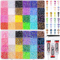2 Boxes Jelly Rhinestones for Bedazzling, 40000Pcs 3/4/5mm Multicolor Flatback Resin Gems for Crafting, Bedazzler Kit with 3Pcs 10ml B7000 Jewelry Glue for DIY Crafts Tumblers Fabric Decor Nail Art
