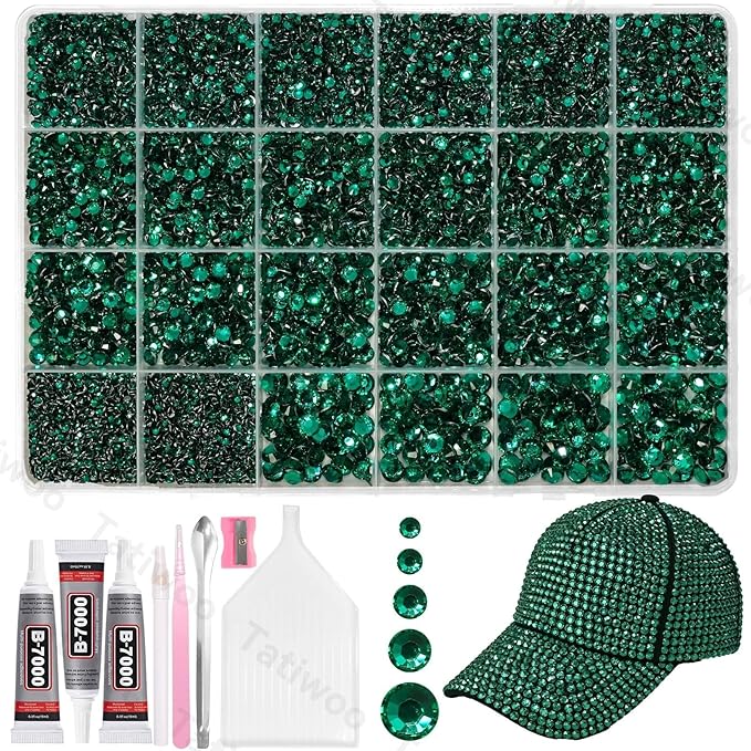 20000Pcs Emerald Green Flatback Jelly Resin Rhinestones for Bedazzling, Mix Sizes Green Crystal Rhinestones Gems Bedazzling for Crafting, Flatback Rhinestone for DIY Face Makeup Crafts Tumblers