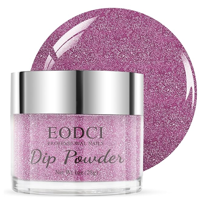 Dip Powder Glitter Purple Color, Nail Dipping Powder French Powder Pro Collection System Nail Art Starter Manicure Salon DIY at Home, No Needed Nail Lamp Curing, 1 Oz/28g