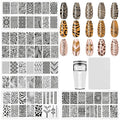 5Pcs Nail Stamping Plates Leopard Print Nail Stamps Nail Art Stamping Plates Nail Stencils Nail Plate Template Nail Art Stamping Kit Nails Accessories with 1 Nail Stamper, 1 Scraper
