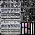 Teentior Nail Charms and Gems Silver Rhinestones for Nails with 15 Sheets Nail Stickers, 6 Boxes Nail Gems Y2K Accessories Pearls for Nails, Cross Nail Charms for Nails Design Caviar Beads for Nails