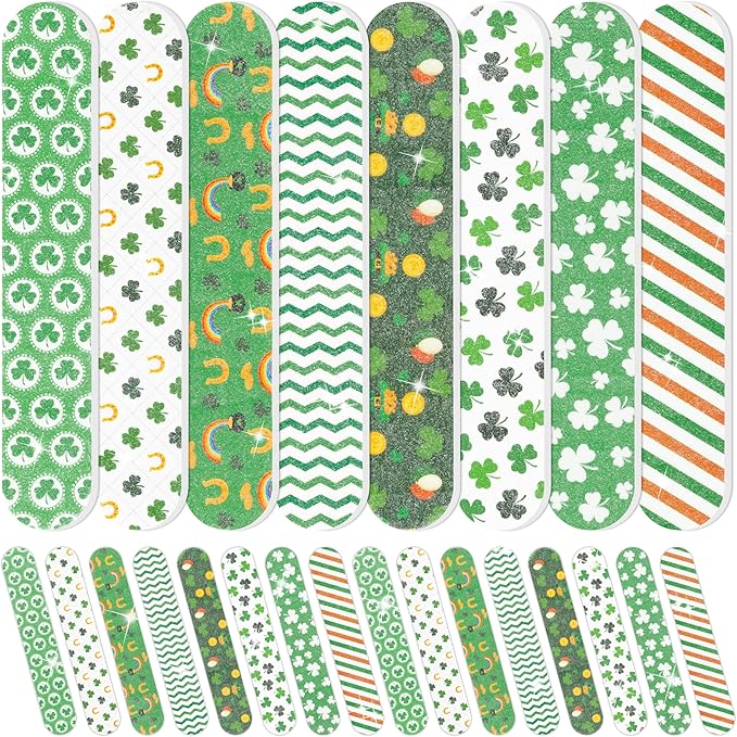 H1vojoxo Lucky St. Patrick's Day Nail File - 48pcs Lucky Clover Double Sided Emery Boards for Girl’s Birthday Gift St. Patrick's Day Party Emery Boards for Women Irish Shamrock Family Party Nail Files