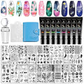 Biutee Nail Stamper Kit 15pcs Nail Art Stamp Plate 8pcs Stamp Gel Polish 1pcs Nail Stamper Scraper Set with Storage Bag, Nail Stamp Template Kit Valentine's Day Flower Lace Animal Star Design