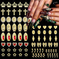 80Pcs Gold Virgin Mary Nail Charms Set with Crowns, Crosses, Hearts, Angel Wings, Stars,four types of Roses, for Women Girls Nail Decorations DIY Craft