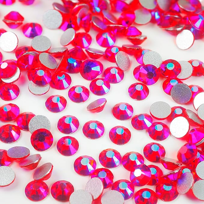 Genie Crystal 1440 PCS Light Siam AB Rhinestones Flatback SS20, 5mm 10 Gross Red Aurora Borealis Glue on Glass Rhinestones Strass for Tumbler,DIY Crafts, Shoes, Dance Costumes, Bling Decoration