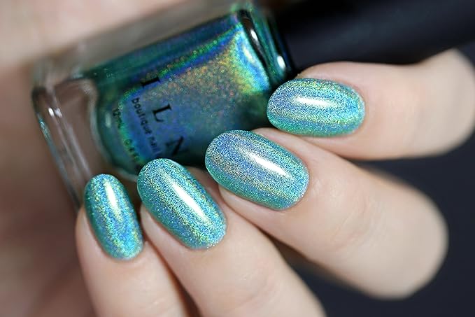 ILNP Aerial View - Aquamarine Ultra Holographic Nail Polish, Chip Resistant Manicure, Long Wear Nail Lacquer, Smooth & Glossy Finish, Non-Toxic, Vegan, Cruelty Free, 12ml