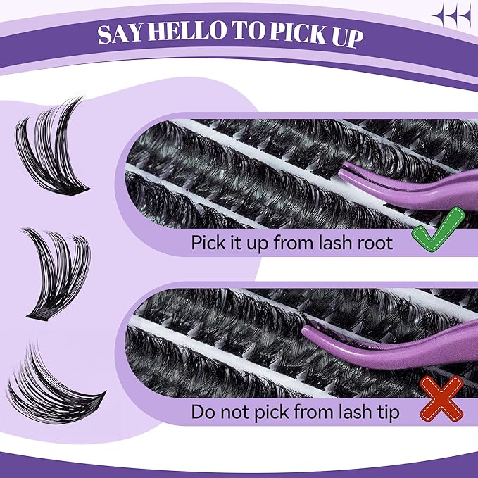 Volume Lash Clusters Kit 360Pcs 60D+80D Lash Cluster Eyelash Extensions 8-16mm Lash Clusters Kit with Lash Bond and Seal Lash Remover and Lash Tweezers Easy DIY at Home