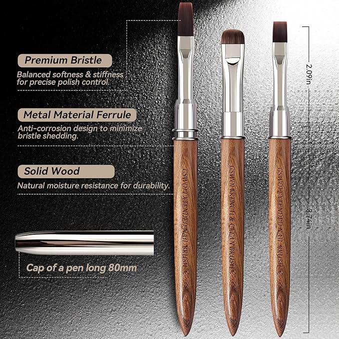 Extended Acrylic Nail Builder Brush for Acrylic-18mm Length for Perfect Apex Control/Salon Grade