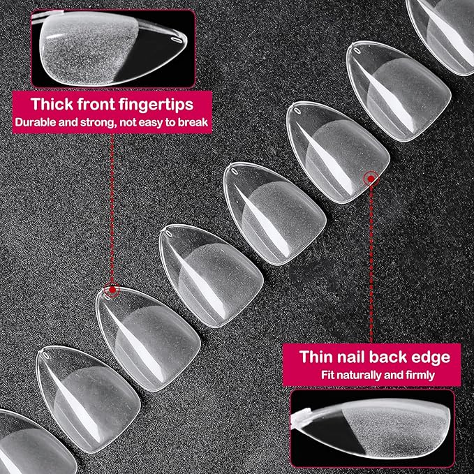 300pc Short Almond Nail Tips, Soft Gel Nail Tip Almond Fake Nails Artificial Fingernail, 15 Sizes Full Cover Clear Press on Nail Short Acrylic Nails Tips for Nail Extension, Press Nails Making