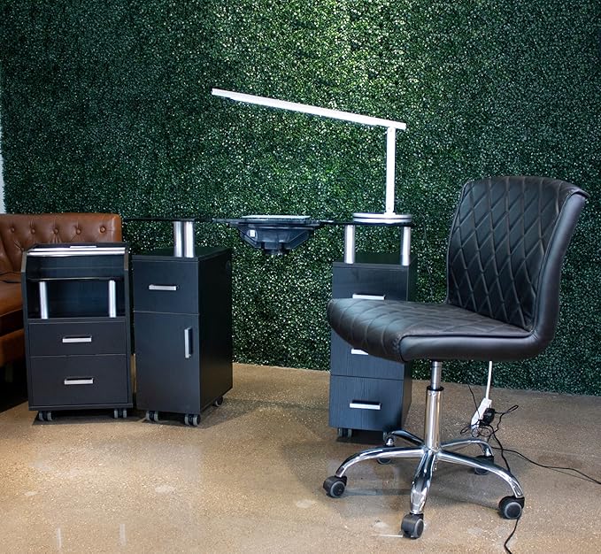 Glass Glow Pedicure Trolley Black Cart for Nail Salon Furniture & Equipment