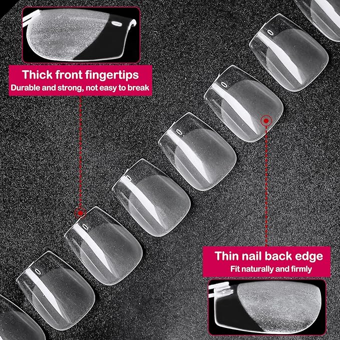 510pc Short Coffin Nail Tips, Soft Gel Nail Tip Coffin Fake Nails Artificial Fingernail, 15 Sizes Full Cover Clear Press on Nail Short Acrylic Nails Tips for Nail Extension, Press Nails Making