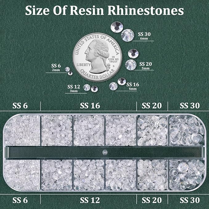 Resin Rhinestones for Crafting with B7000 Jewelry Glue, 1 Box Transparent Flatback Crystals with 3Pcs 10ml Glue for Bedazzling Crafts DIY Nail Art Makeup，Non Hotfix Gems for Clothing Shoes