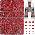 33000Pcs Red Rhinestones for Bedazzling, Bedazzler Kit with Flatback Craft Rhinestones Light Siam Bulk and B7000 Glue, 2,3,4,5,6mm Resin Flat Back Crystals for Craftings, Crafts, Clothes, Shoes, Nails