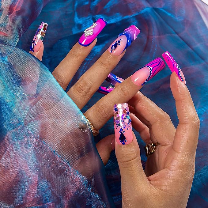LOVFUL Short Press on Nails Scorpio Drama Club | Handmade Acrylic Press ons | Reusable Fake False Nails | Square Classic Regular 1.3in | H591-S