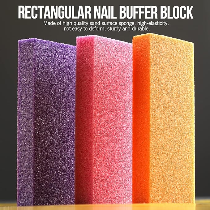 FANDAMEI Nail Buffers and Files - Professional Nail Care Kit with Rectangular Buffer Blocks, 100/180 & 1000/4000 Grit Files
