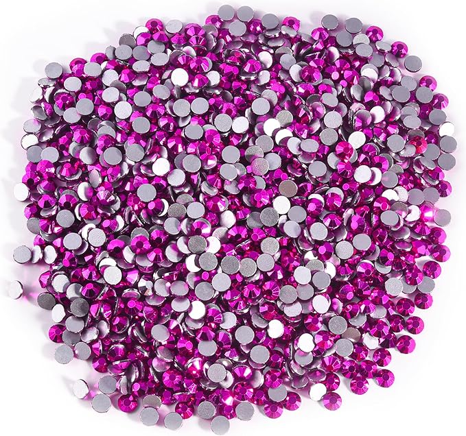 Blinginbox Glass Flatback Rhinestones Crystal Round Gems,Mine Fuchsia,SS6-SS20/2880pcs