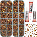 11000Pcs Burnt Orange 2/3/4/5mm Flatback Rhinestones with Glue for Bedazzling Crafting Clothing Clothes Crafts Shoes Nail Art, Resin Flat Back Gems Crystals Diamonds Gemstones Jewels Stones Kit