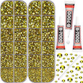 11000Pcs Metallic Gold 2/3/4/5mm Flatback Rhinestones with Glue for Bedazzling Crafting Clothing Clothes Crafts Shoes Nail Art, Resin Flat Back Gems Crystals Diamonds Gemstones Jewels Stones Kit