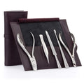 GERMANIKURE 5pc Manicure Set in Deep Purple Leather Case - Made in Germany, FINOX Stainless Steel Tools – Professional Mens Grooming Kit