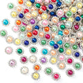 200 Pcs 12MM Sew on Rhinestones Mixed Colors Crystal Glass Metal Base Flower Shape，Flatback Pearls for Crafting，Sewing Accessories for Clothes and Shoes with Glue