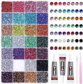32000Pcs Color Rhinestones Bedazzling Kit, 3mm Flatback Pink Purple Blue White Colored Gems for Crafting, Bedazzling Kit for Crafts Clothing Shoes Bottle Diamond Nail Art Face DIY