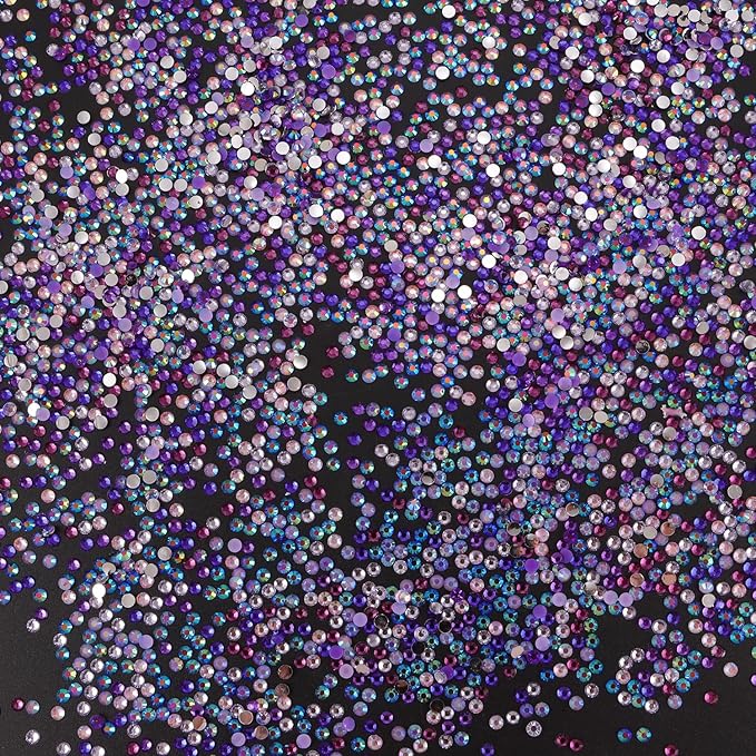 4500Pcs Flatback Rhinestones for Crafts, 3mm Purple Crystals Rhinestone, Resin Flatback Glitter Gems Nail Diamonds Rhinestones for Clothes Accessories DIY