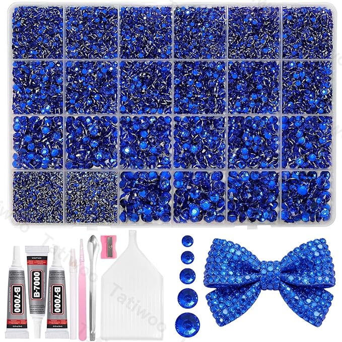 20000Pcs Navy Blue Flatback Jelly Resin Rhinestones for Bedazzling, Mix Sizes Crystal Rhinestones Gems, Blue Gems Bedazzling for Crafting for DIY Face Makeup Crafts Tumblers