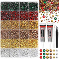 RODAKY 9000PCS Green Red Resin Rhinestones Bedazzling Gems for Craft Gold Silver Flatback Pearls with 2pcs 10ml B7000 Jewelry Glues Tweezers Dotting Pen Christmas Bedazzler Kit