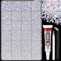 25000Pcs Resin Rhinestones for Crafting, White AB 2-6mm Mixed Sizes Non Hotfix Flatback Gems with 1Pcs Glue, Bedazzling Crystal for DIY Craft Clothing Mugs Tumblers Shoes Fabric Decor Nail Art