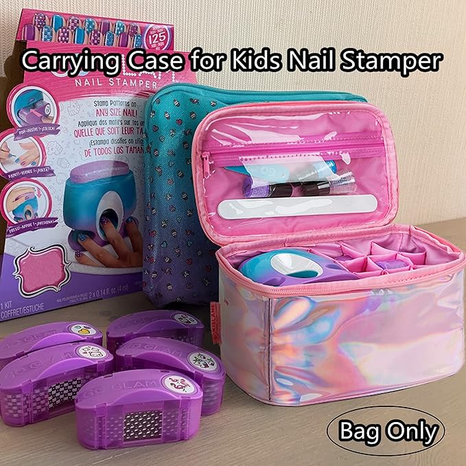 KISLANE Carrying Case Compatible with Cool Maker Nail Stamper, Waterproof Storage Case for GO GLAM Nail Stamper Refills, Kids Nail Stamper Accessories Organizer (Glossy Pink)