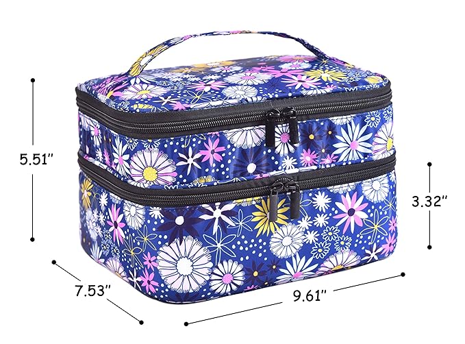 Nail Polish Organizer- Holds 30 Bottles Nail Supply Organizers and Storage Double-layer Nail Bag Organizer Case Nail varnish Organizer Nail Polish Storage Bag with Handle (Flower)