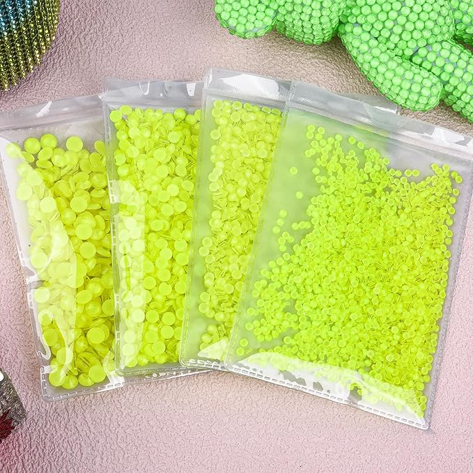 Blinginbox Flatback Rhinestones Round Gems, 1440pcs Luminous Series Glass Stones Neon Gems Non Hotfix Crystal Rhinestones for Nail Charms Crafts Clothes Tumblers,New Citrine Neon,SS16.