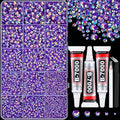 16000Pcs Resin Jelly Rhinestones for Crafting, Dark Purple AB Non Hotfix Flatback Gems, Bedazzling Crystal with 3Pcs 10ml B7000 Jewelry Glue for DIY Crafts Clothing Tumblers Shoes Fabric