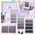 DIY Lash Extension Kit Natural Bottom Lashes 980Pcs Individual Eyelash Extension Kit with Lash Bond&Seal Remover Tweezer Dual-Ended Brush Lash Curler Easy to Use for Beginners