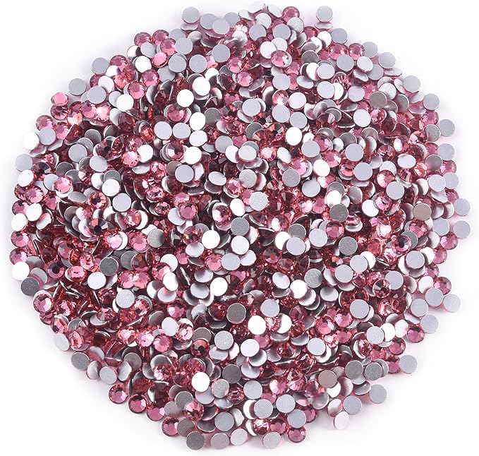 Blinginbox Glass Flatback Rhinestones Crystal Round Gems,Rose,SS10/1440pcs,2.7-2.9mm